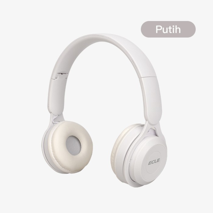 ECLE Wireless Headphone Bluetooth Headset Mic Built In Powerfull Bass - Putih