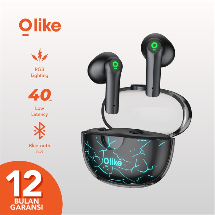 OLIKE TRUE WIRELESS BLUETOOTH EARPHONE GAMING EARBUDS TWS HEADSET T1H - Abu-abu