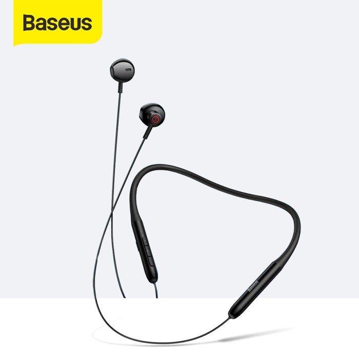 BASEUS BOWIE P1 SPORT BLUETOOTH WIRELESS EARPHONE HEADSET HANDSFREE - Hitam