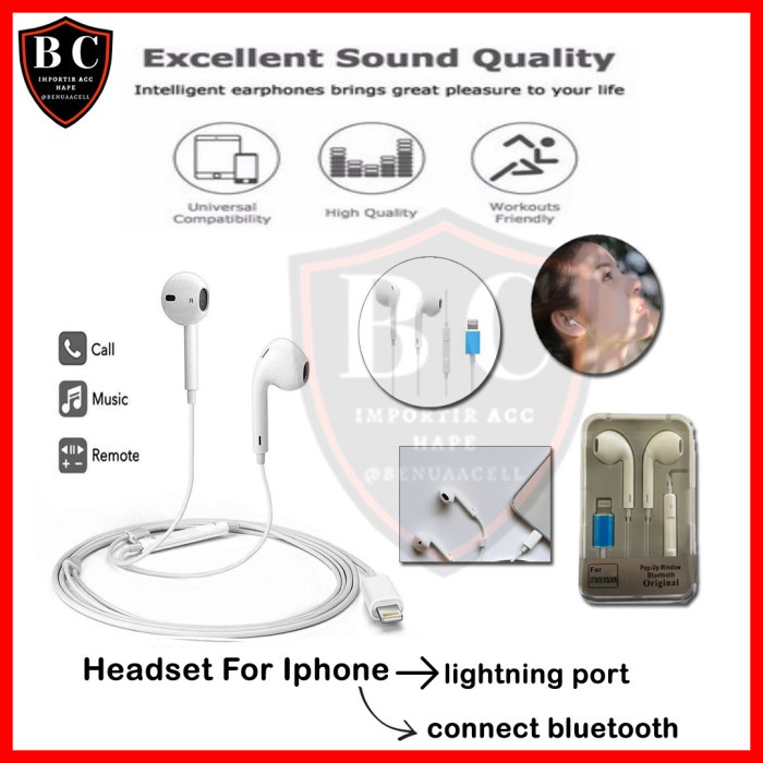 HEADSET IPHONE 7 PLUS IPHONE 11 - HANDSFREE IPHONE X CONNECT BLUETOOTH