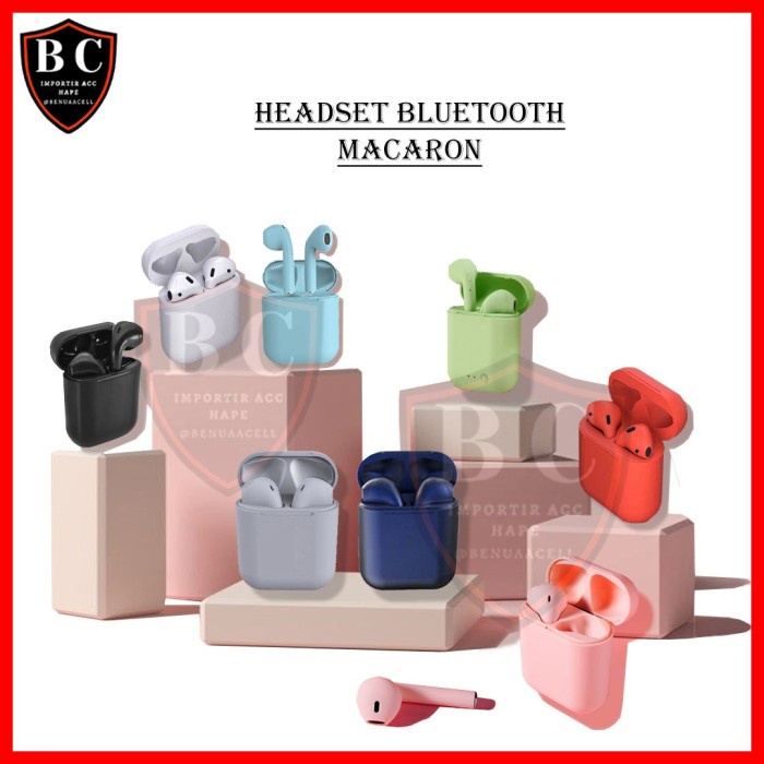 HEADSET BLUETOOTH INPODS i12 MACARON EARPHONE WIRELES TWS i12 MACARON - i12 MACARON, Navy