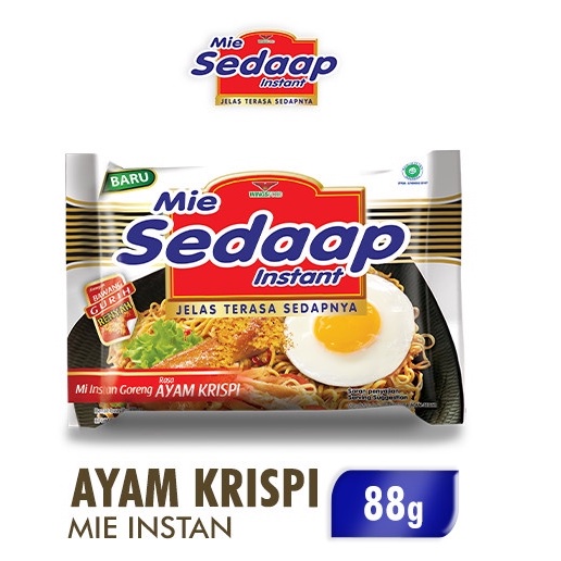 

Sedaap Mie Instan Ayam Krispi 88 gr mie instant goreng dengan taburan krispi ayam ORIGINAL