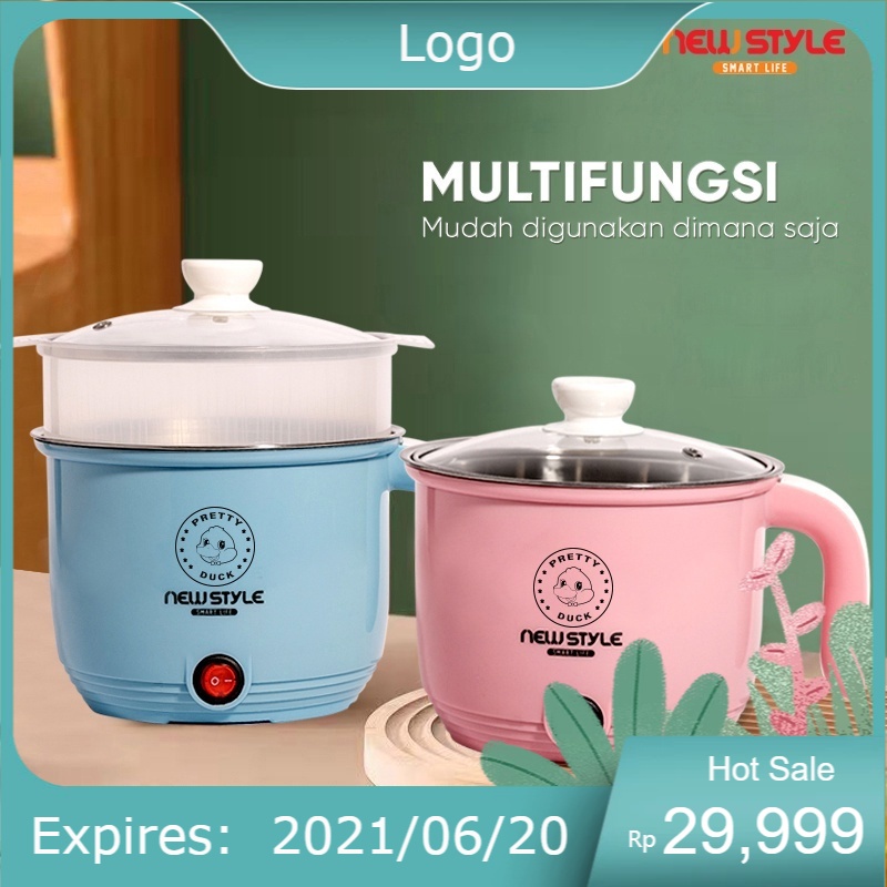 Panci Listrik Serbaguna Panci Elektrik Low Watt Portable Free Kukusan