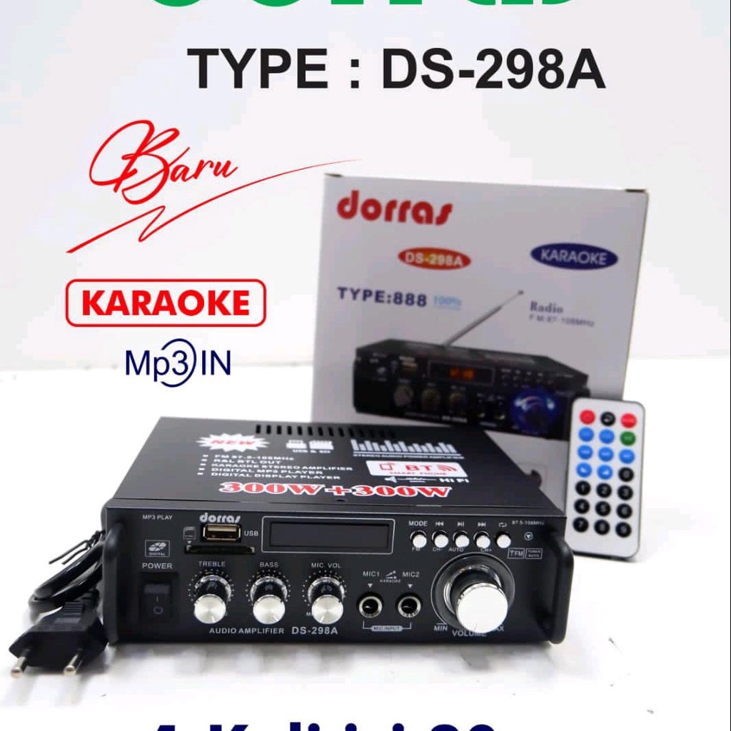 Amplifier dorras 298A 600watt amplifier bluetooth amplifier karaoke super bass