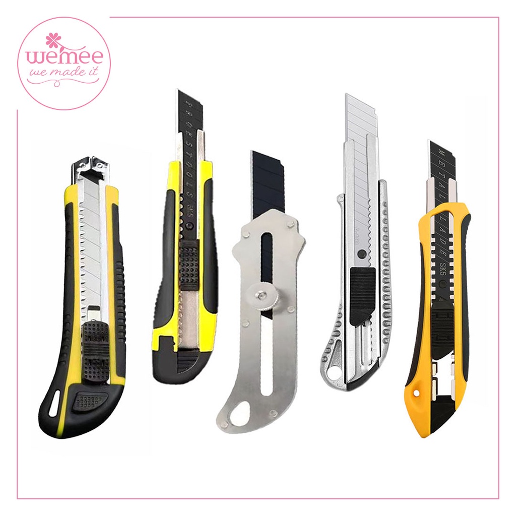 

Cutter Pemotong Kertas Gagang Stainless & Aluminium - Alat Kerajinan Tangan - Refill Cutter 18mm