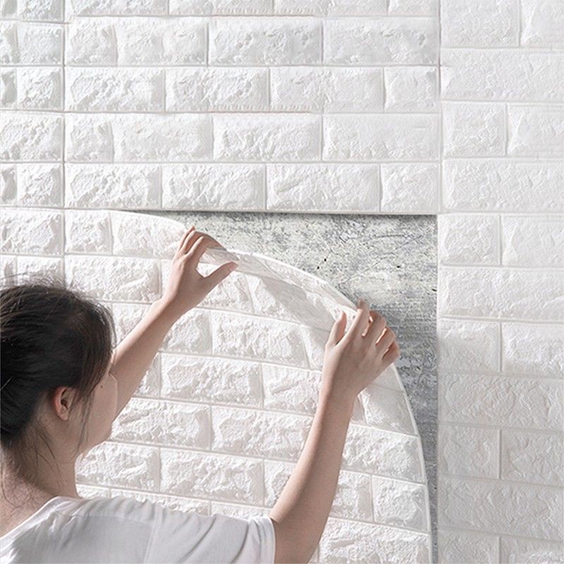 MT ✔️ WALLPAPER DINDING 3D FOAM BATU BATA PUTIH WALLFOAM HIGH QUALITY WALPAPER