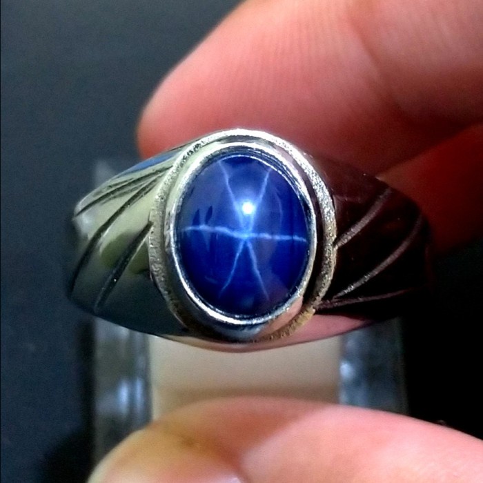 Cincin Batu Mulia Blue Safir Star HQ KODE136