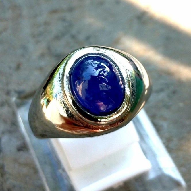 Cincin Batu Mulia Blue Safir Natural Crystal KODE136