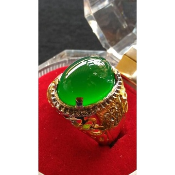 CINCIN BATU AKIK IJO GARUT CHALCEDONY TOP CRYSTAL KODE136