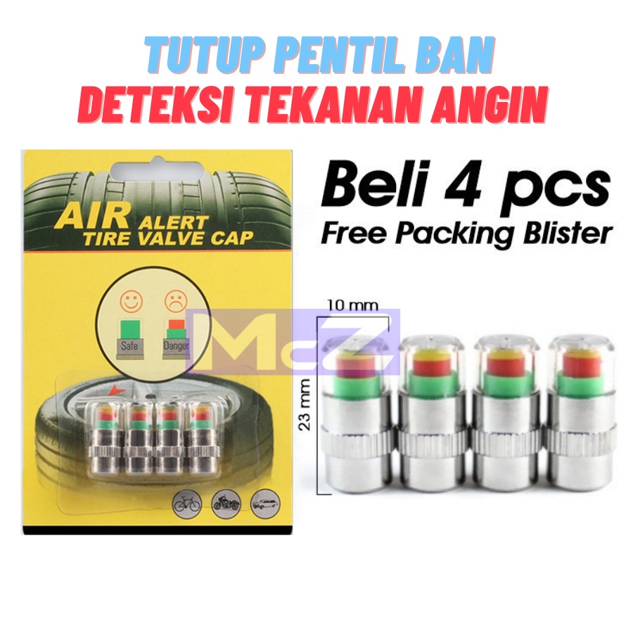 4Pcs TUTUP PENTIL DETEKSI Cek Tekanan Angin Ban Mobil Motor Sepeda 3 Warna - Tutup Pentil LED Lampu 