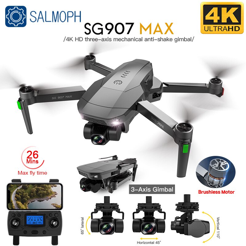 SG907 MAX / SG907SE Drone 4K Profesional Drone  Kamera 3-Axis Gimbal Tanpa Sikat 5G Wif GPS Aliran O