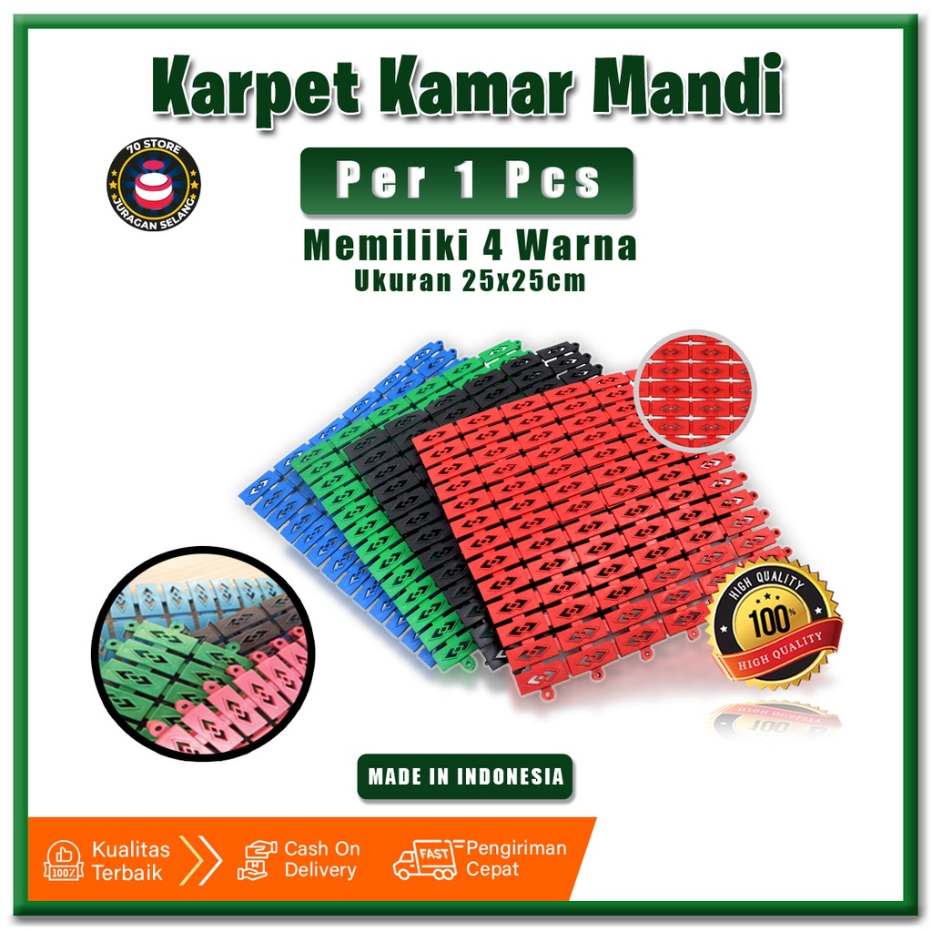 TERLARIS KARPET KAMAR MANDI BATHROOM 25X25 CM KESET ALAS KAKI ANTI LICIN ANTI SLIP MURAH COD