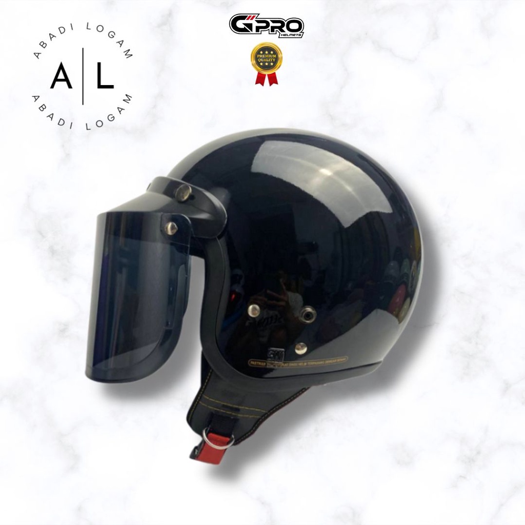 Helm Bogo Black Carglos Laki-laki Perempuan Dewasa Helem Retro SNI
