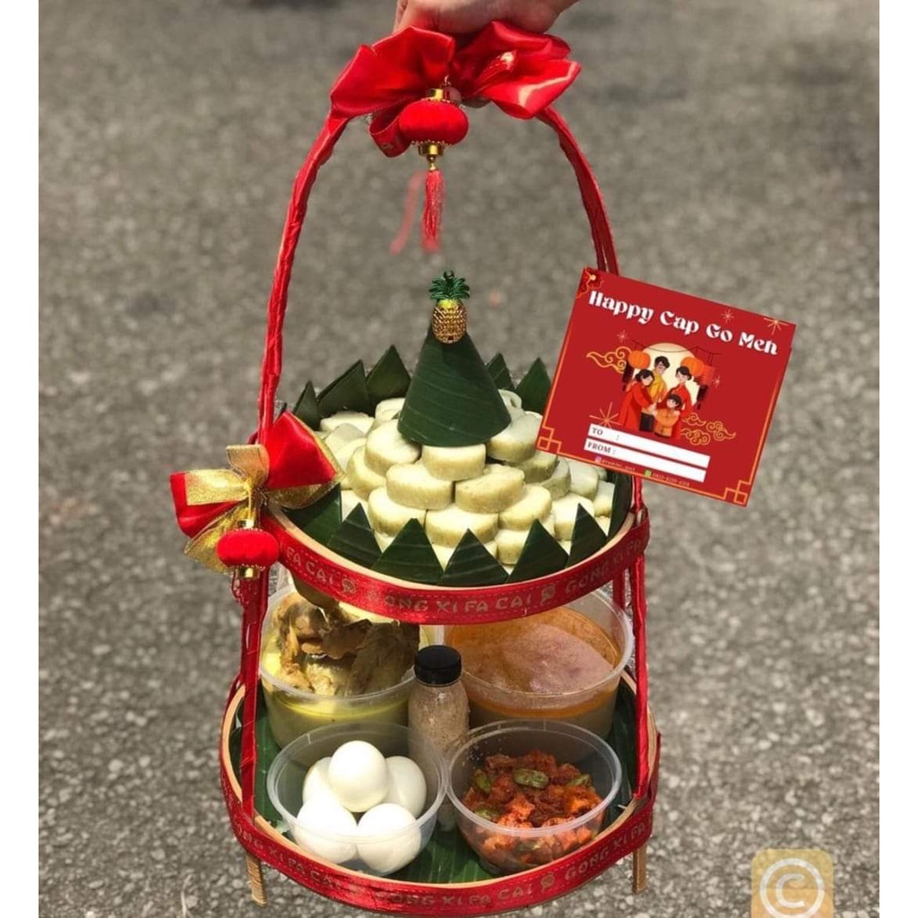 Rak Bambu Bulat susun 2 Untuk Rak Wadah Bawang | Tempat Penyimpanan Makanan | Perlengkapan Dapur Bul