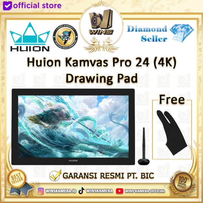 HUION KAMVAS Pro 24 (4K) UHD Pen Display Garansi Resmi