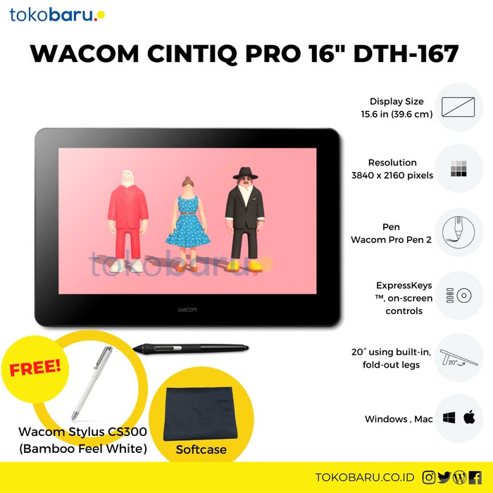 Wacom Cintiq Pro 16 DTH-167 Garansi Resmi 1 Tahun