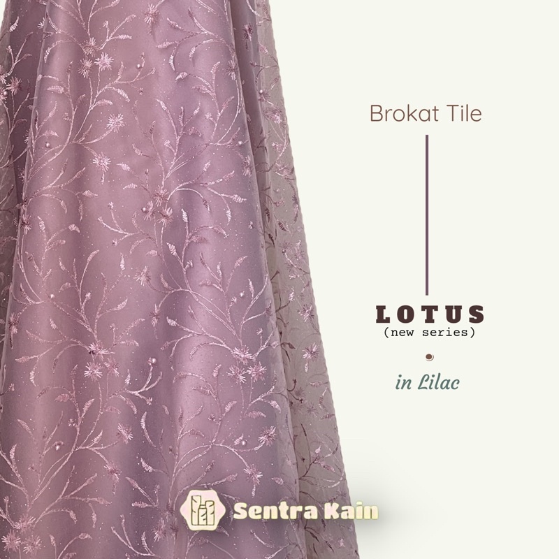 Kain Bahan Tile Motif Lotus New Series Warna Lilac