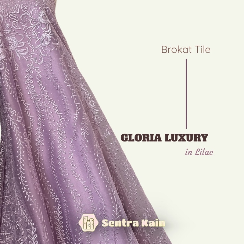 Bahan Brokat Tile Premium Mutiara Gloria Luxury Warna Lilac / Bahan Kebaya