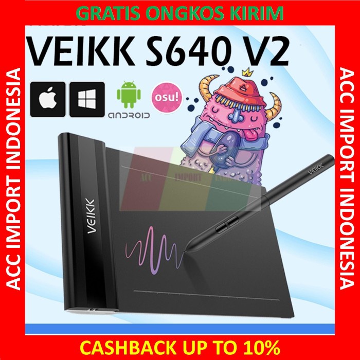 VEIKK S640 Digital Graphic Drawing Pen Tablet Gambar OSU IOS Android