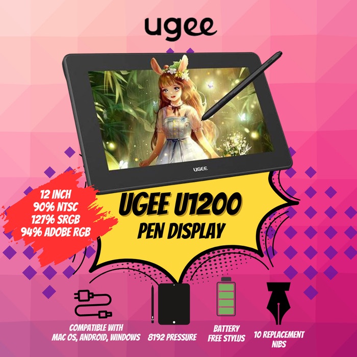 UGEE Pen Display U1200 Drawing Pen Tablet