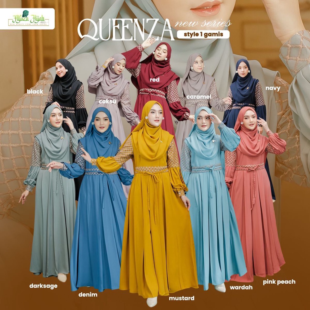 Gamis Queenza Dress set Pashmina STYLE 1 by Alfaza Hijab