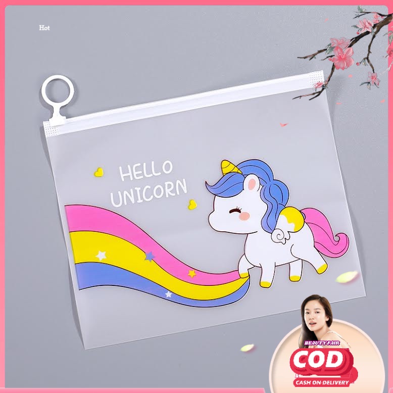 

[BF] ORGANIZER BAG ZIPPER A5 MOTIF HELLO UNICORN CUTE ANIMAL ( TEMPAT PENSIL / HP / POUCH LUCU )
