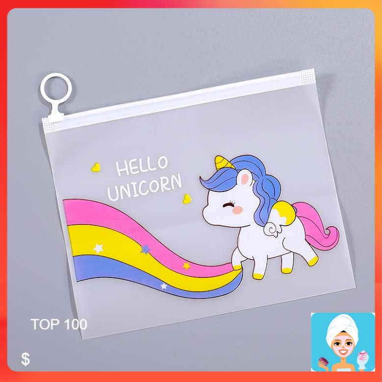 

[ML] ORGANIZER BAG ZIPPER A5 MOTIF HELLO UNICORN CUTE ANIMAL ( TEMPAT PENSIL / HP / POUCH LUCU )