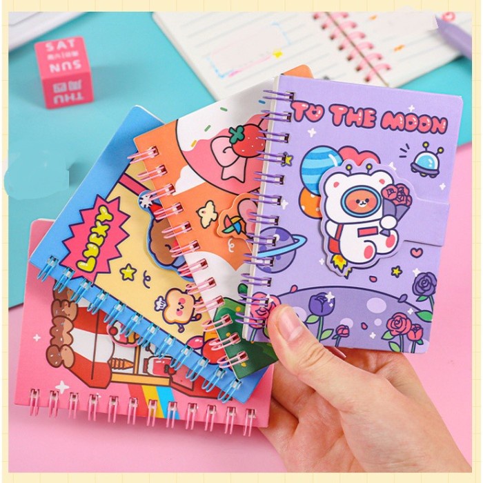 

Pocket Book Buku Catatan Kecil Spiral dengan Magnet Cartoon Notebook