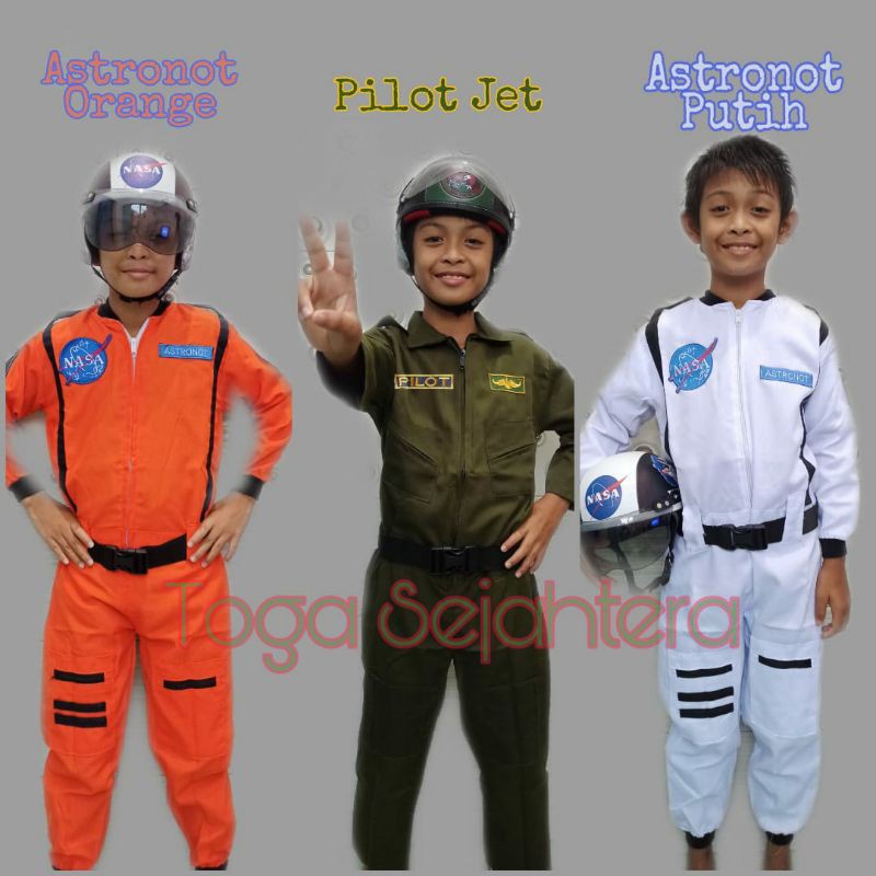 RB76IH New  HELM + Baju Wearpack Anak Profesi ASTRONOT NASA / PILOT JET TEMPUR ANAK