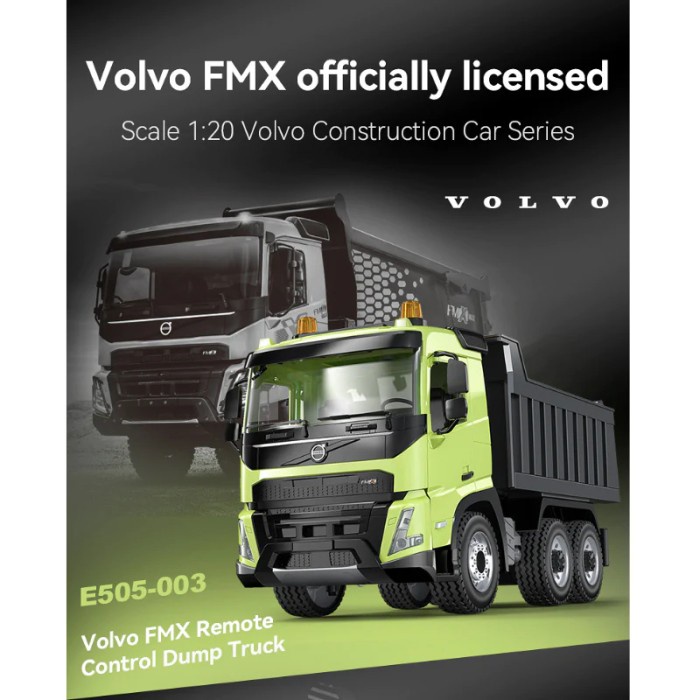 DOUBLE E RC E505-003 Licensed Volvo FMX RC Dump Truck 1/20 2.4Ghz