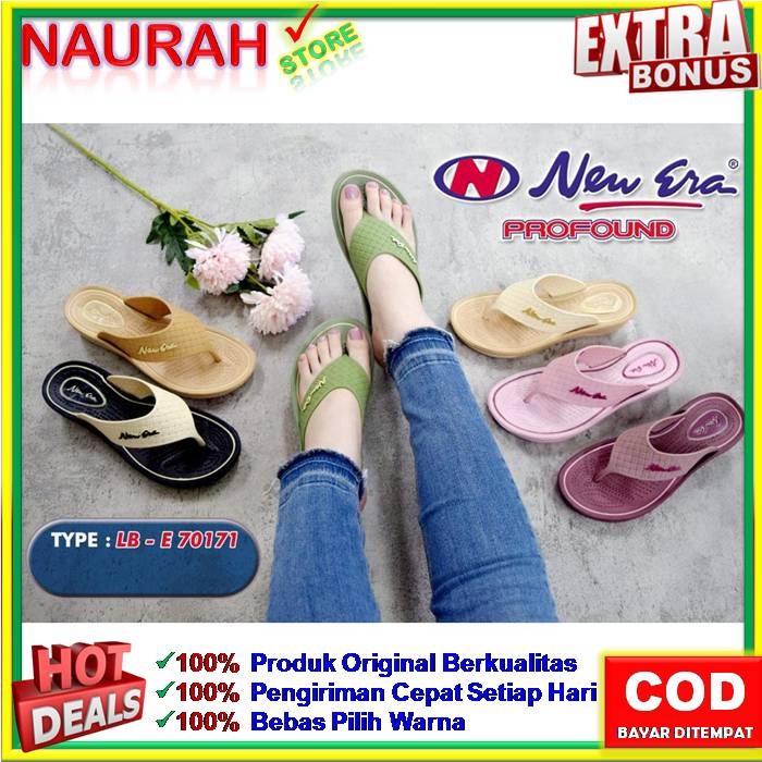 Sendal Jepit Wanita New Era 70171 Sandal Jepit Wedges Wanita 3cm Motif Anyam Original Rubber Ringan