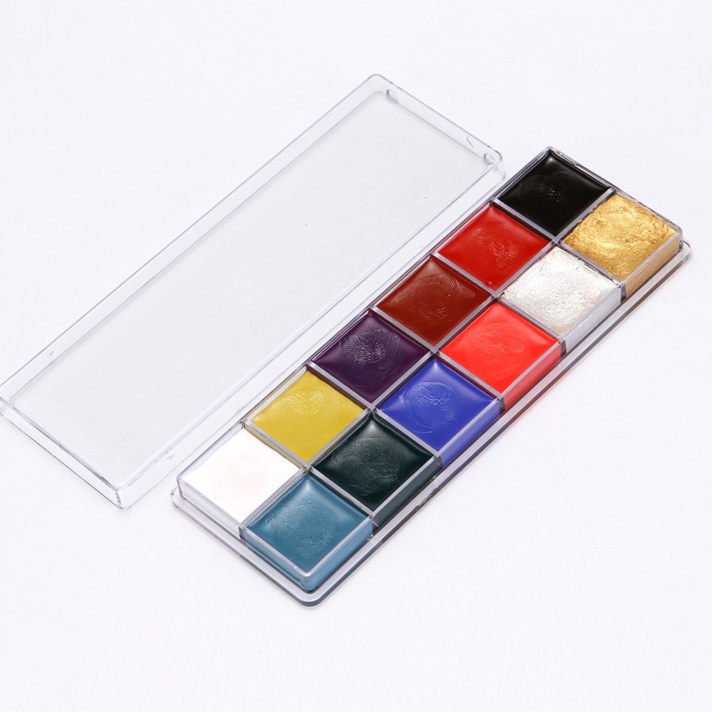

palet 12 warna face body paint painting makeup oil special effect lukis wajah halloween karnaval