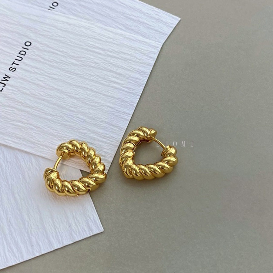 Anting Berbentuk Hati Logam Gaya Korea Anting Vintage Sederhana Dan Serbaguna Prancis
