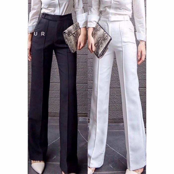 [TERLARIS] Celana Kulot Zipper List Ukuran Jumbo ( Size S - Size XXXL ) E - Putih S-L