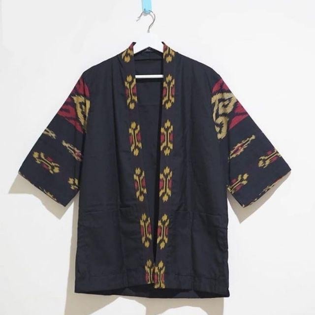 KIMONO CARDIGAN OUTER BATIK TENUN SONGKET PRIA UNISEX BLAZER KONDANGAN - J, all size