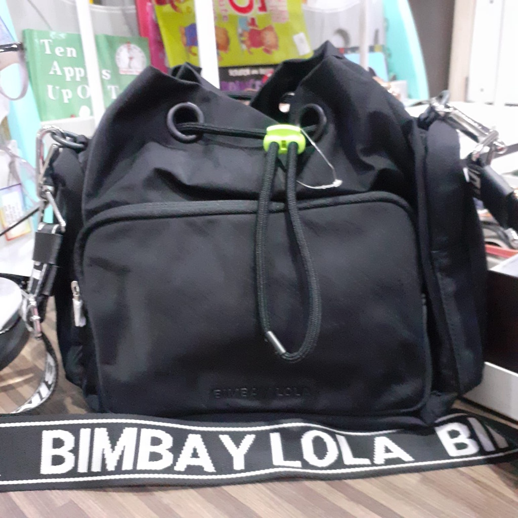 Bimba Y Lola Bucket Bag Nylon in Black with Logo Strap