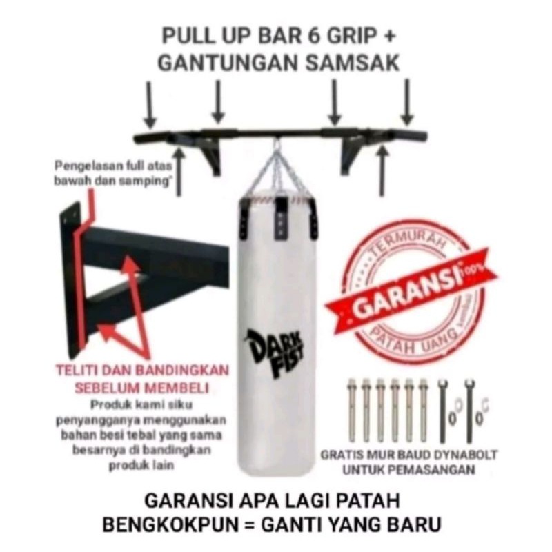 [366SH] PULL UP BAR + GANTUNGAN SAMSAK/ PULL UP BAR TEBAL GRIP 6