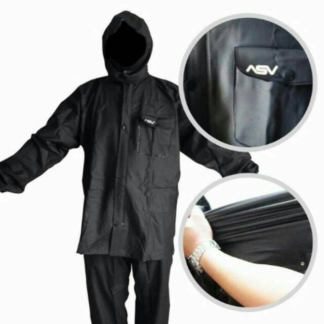 ASV JAS HUJAN DEWASA | BLACK | KARET GRADE A  - L