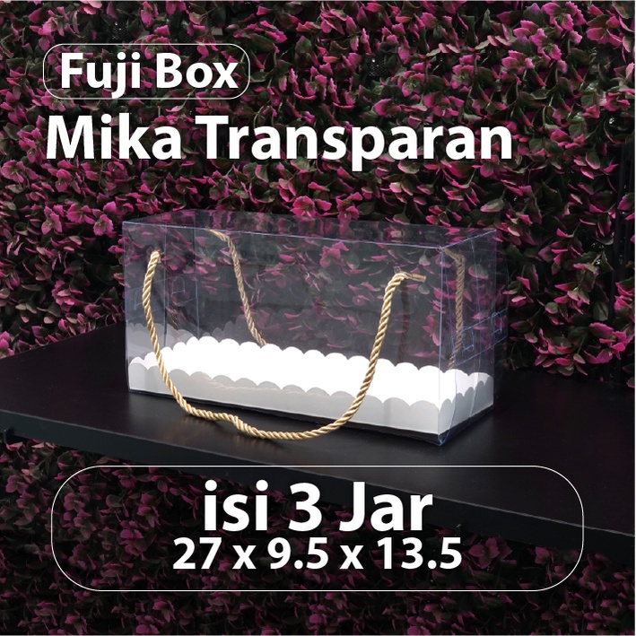 

Box Mika Hampers Transparan isi 3 Jar cm -Mika Fuji Hampers Tenteng