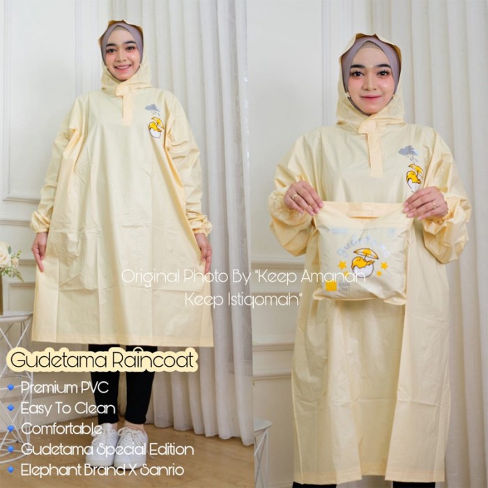 Jas Hujan Raincoat Terusan Dewasa GUDETAMA Lucu Imut - Biru