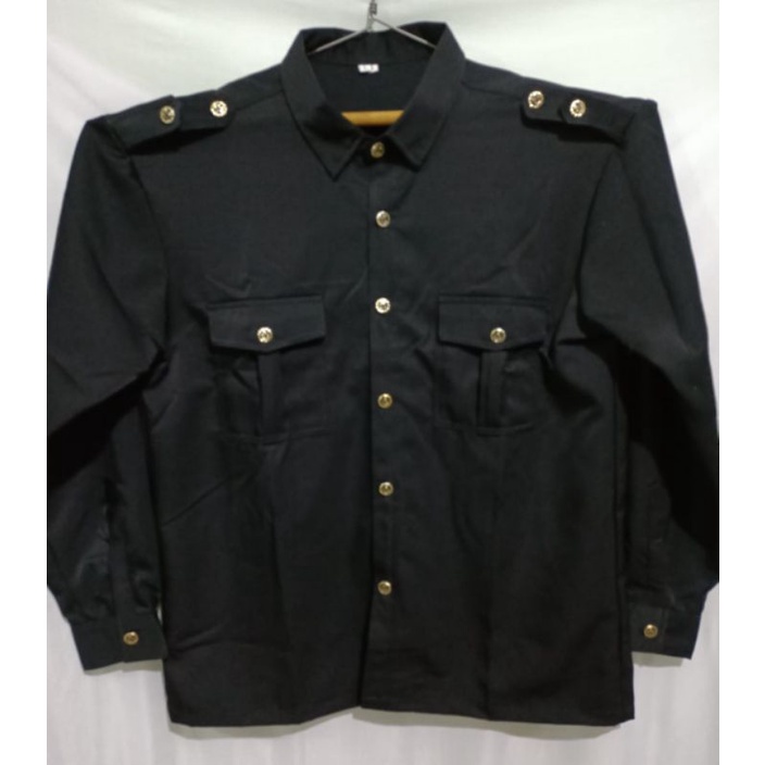 Mssashop Baju Safari Security warna hitam seragam sopir driver bodyguard Seragam Safari Sekuriti Hit