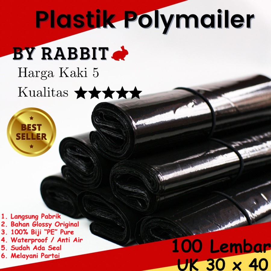 

30 x 40 cm Polymailer Poly Mailer Kantong Plastik Packing Wrap Segel Lem Amplop Bungkus Kemasan Kresek Hitam