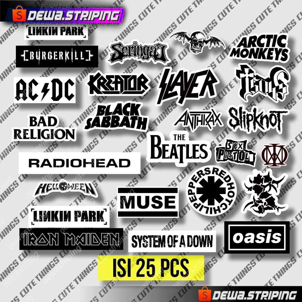 

25pcs stiker pack Aesthetic LAPTOP Pack BAND METAL Series | STIKER TUMBLER HP | STIKER LAPTOP
