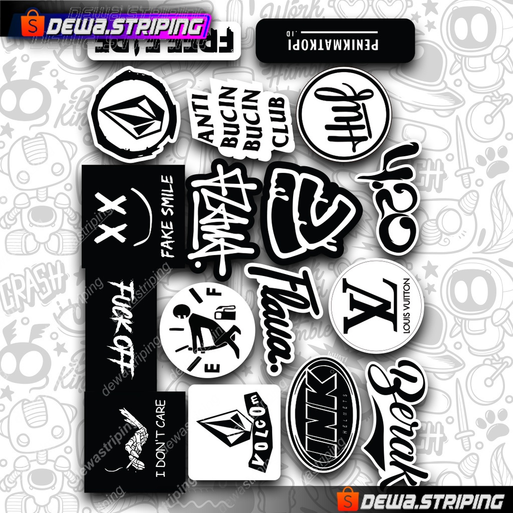 

Sticker case pack BW series 1| STIKER AESTHETIC LAPTOP, AKSESORIS HP, ANTI AIR, MOTIF,HELM,TUMBLER