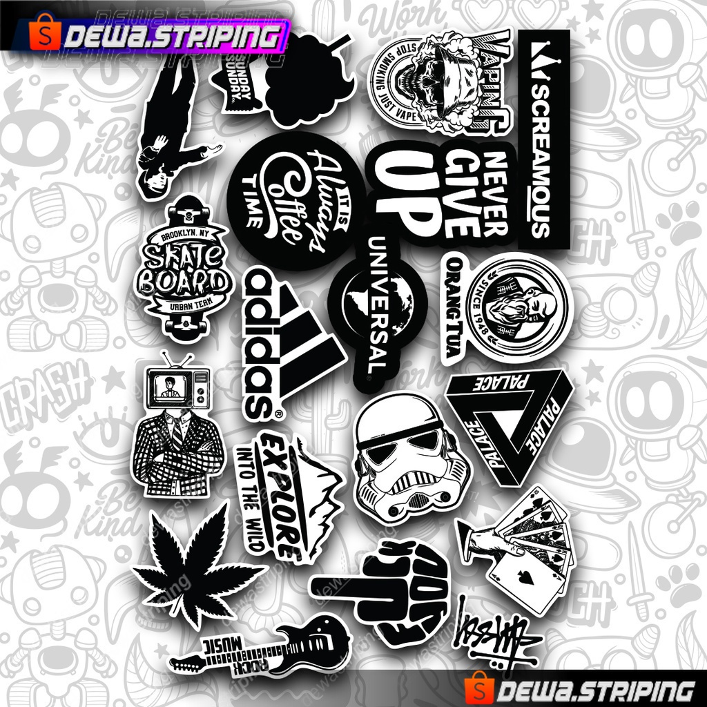 

Sticker case pack BW series 2| STIKER AESTHETIC LAPTOP, AKSESORIS HP, ANTI AIR, MOTIF,HELM,TUMBLER