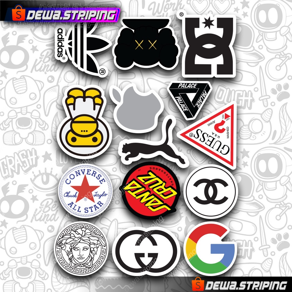 

stiker spesial stiker case hp series brand hype untuk hp laptop helm tumbler motor brand band hype