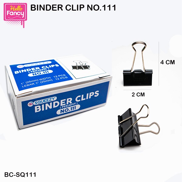 

Binder Clip Squeezy Klip Kertas Penjepit Binder 1 pak isi 12 No.111