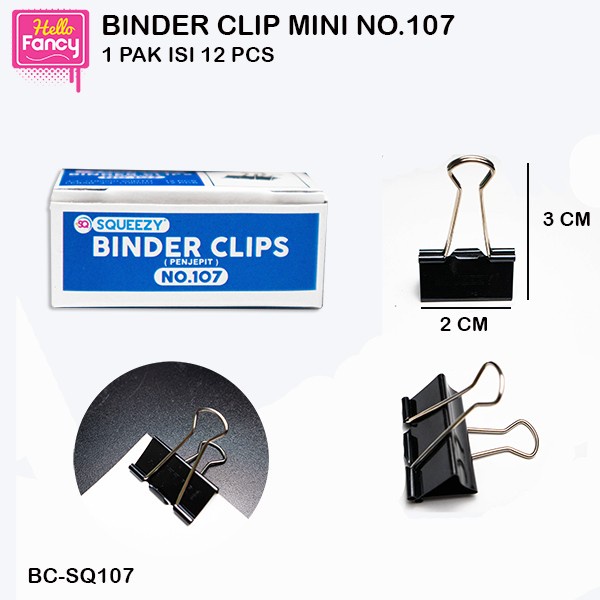 

Binder Clip Squeezy Klip Kertas Penjepit Binder 1 pak isi 12 No.107