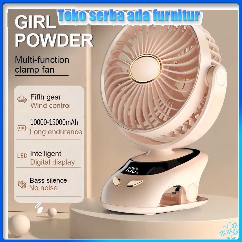 bisa cod 30000/15000mAh mini Kipas Angin USB Clip Mini Fan Rotating Kipas Angin Meja Mini Jepit Port