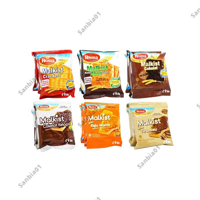 

Roma Malkist Crackers Abon Coklat Kelapa Keju Tiramisu 1 Renceng Isi 10 Pcs